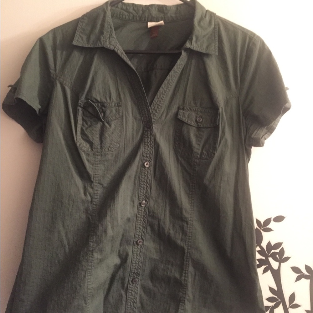Army Green/Olive Casual Button Up Top